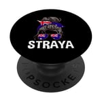 Staya Girl Chignon pour cheveux désordonnés Motif drapeau australien PopSockets PopGrip Adhésif