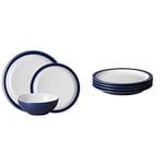 Denby 405048781 Elements Dark Blue 12 Piece Tableware Set & 405048904 Elements Dark Blue 4 Piece Medium Plate Set