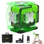 Niveau Laser 4x360°Vert, Huepar 4D 16 Lignes Bluetooth Laser Rotatif Horizontal Vertical d'outil, Autonivelant de Niveaux avec Mode D'impulsion, Batterie Li-ion, Support Magnétique, Télécommande