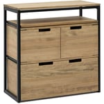 Console Buffet Icub industriel ét+port+cont. 80X40x80cm Noir–Vieilli