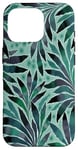 Coque pour iPhone 16 Pro Feuille Design Fougère Abstrait Nature Motif Bleu sarcelle