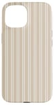 Coque pour iPhone 15 Beige Tan rayé mignon girly esthétique Preppy Stripe crème