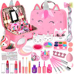 Flybay Maquillage Enfant Jouet Filles, Lavable Malette Maquillage Jouet pour Enfant, Coffret Maquillage Enfant Filles Makeup Set, Cadeau de Noël Anniversaire Jouet pour Princesse Fille 3 4 5 6 7+ Ans