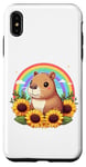 Coque pour iPhone XS Max tournesols arc-en-ciel capybara animal en peluche mignon capybara