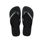 Havaianas Unisex Brasil Logo, Black/Black, 6/7