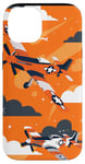 Coque pour iPhone 14 Drapeau américain minimaliste orange tropical P-51 Mustang de la Seconde Guerre mondiale