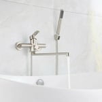 LaBlanc - Robinet de baignoire avec douchette ronde mitigeur mural en acier inoxydable brossé robinet de douche pour salle de bain