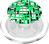 Motif Formes Géométriques Aqua-Vert Noir Fond Blanc PopSockets PopGrip pour MagSafe