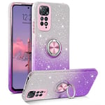 YINLAI Coque pour Xiaomi Redmi Note 11/Note 11S 4G Etui dégradé Paillettes Antichoc Xiaomi Redmi Note 11 avec 360° Ring Stand Trois Un Support de magnétique Housse Xiaomi Redmi Note 11S,Violet dégradé