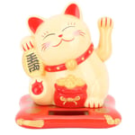 3,5 tuuman Lucky Fortune Cat -aurinkovoimalla toimiva heiluttava Lucky Cat -näytön koristelu pöytäkoneen kodin sisäänkäyntiautolle Keltainen kissa