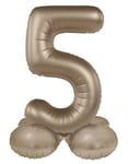 Folat Or Doré avec base Chiffre 5-Starlight Gold-Satin Gloss-72 cm-Ballon de décoration de fête d'enfants, anniversaires, pas besoin d'hélium, 10525