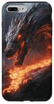 Coque pour iPhone 7 Plus/8 Plus Dragon fondu se profilant au-dessus d'un ruisseau de lave ardent