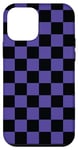 Coque pour iPhone 12 mini Violet, noir, motif damier, carreaux