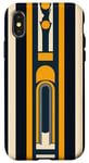 Coque pour iPhone X/XS Jaune Art Déco Rayé Vintage Michigan Bleu Maïs Rétro