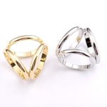 2PCS(Guld + Silver) Dam Kvinnor Flickor Tre Ringar Mode Halsduk Ring Spänne