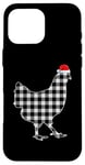 Coque pour iPhone 16 Pro Max Chemise de Noël poulet noir et blanc Buffalo Plaid Pyjama