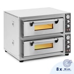 Royal Catering Elektrisk pizzaovn - 4+4 x 30 cm 2 kammer 8400 W 400 V ildleirestein