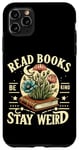 Coque pour iPhone 11 Pro Max Lire des livres vintage Be Kind Stay Weird Floral Crystals Moon