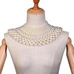 Bröllopsklänning Statement Halsband Fanshaped Pearl Beaded Bib Choker Collar Sjal