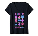 Womens Geometry Keeps You In Shape Funny School Jokes For Kids V-Neck T-Shirt