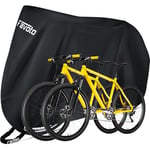 Favoto Housse de vélo pour 2 vélos d'extérieur - Imperméable - Oxford - 73 cm - Coupe-vent, UV, soleil, neige - Avec trou de verrouillage - Sac de rangement pour VTT, vélos de route (noir de jais)