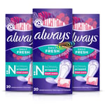 3x Always Daily 20 Fresh Normal Wrapped Fresh Scented Panty Liners