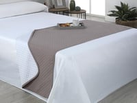 Estoralis - AVA | Chemins de lit Doux et Soyeux | Tissu matelassé réversible | Blanc/Taupe | pour lit de 80/90 cm. (60 x 160 cm.) Couvre-lit de Couleur contrastée.