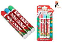 BINGO DABBER  3 NON DRIP MARKER PENS for Bingo Tickets Kids House Party Games UK