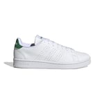 adidas Homme Advantage Shoes, Cloud White/Cloud White/Green, 35 1/2