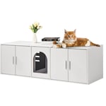 Meuble Cache Bac a Litiere pour 2 Chats, Maison de Toilette pour Chat avec Chambres Doubles, Armoire en Bois pour Cacher la Plupart des Bacs a