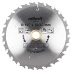 wolfcraft Circular Saw Blade for Cordless Circular Hand Saws, Purple Series, Ø 190 mm I 6347000 I Fast, Medium-coarse cuts