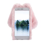 Mipcase Cute Phone Cover for Huawei Honor 8, Soft Phone Case with Furry Rabbit Ears, Shockproof Protective Phone Case with Bling Diamond for Huawei Honor 8 (Pink)