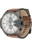 Diesel Chief Series Montre pour Homme, Mouvement Chronographe avec Bracelet en Silicone, Acier Inoxydable ou Cuir, Marron et Blanc, 51mm