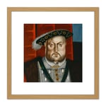 British School Henry VIII King Portrait 8X8 Inch Square Wooden Framed Wall Art Print Picture with Mount