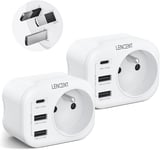 2 Packs Adaptateur Prise Au Australie Chine Nouvelle-Zélande Argentine Avec 2 Ports Usb & 1 Port Usb-C Adapté À Aus Prise Française Adaptateur Aus Vers France, Type I