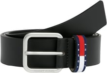 Tommy Jeans Ceinture Homme Ryan Regular avec Drapeau en Cuir, Noir (Black), 95 cm