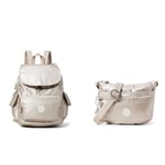 Kipling Women's City Backpack Handbag, Silver Metallic Glow, One Size UK Women's ARTO S Handbags, Silver (Metallic Glow), One Size