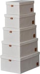 LOVE IT STORE IT Premium Storage Boxes with Lid, 5 Pieces, Box Set Made of High-Quality Fabric, Very Sturdy, Beige, 5 Different Sizes