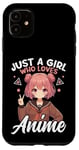 Coque pour iPhone 11 Just a Girl Who Loves Anime Merch Afro-Américain Afro