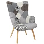 Fauteuil Patchwork Design "Helsinki" 100cm Gris