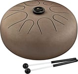 Sonic Energy Steel Tongue Drum – 12“ Sound instrument in G Major – For Meditation, Yoga, Percussion – Vintage Brown Coated Steel – Including Mallets and Bag (STD3VB)