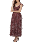 Lace & Beads Malin V-Neck Sleeveless Maxi Dress, Brown/Multi