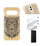 Coque Galaxy S10 PLUS glitter paillettes dore lion jungle wild noir