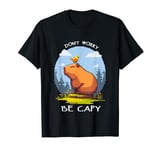 Funny Capybara Tee Dont Worry Be Capy Pixel Sunset Graphic T-Shirt