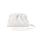 Pu vävd väska Satchel Cloud Mini läder clutchväska white