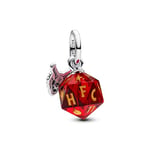 PANDORA Stranger Things Hellfire Club 793564C01 Breloque cube en argent sterling avec verre de Murano compatible avec les bracelets Moments, Rot, Argent sterling, Pas de gemme