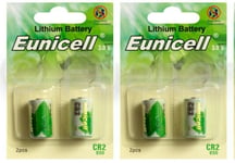 4 x CR2 Batteries Lithium 3v Camera Photo DLCR2 ELCR2 KCR2 Eunicell Battery UK