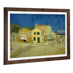 Big Box Art Framed Print of Vincent Van Gogh The Yellow House Design | Wall Art Picture | Home Decor for Kitchen, Living Room, Bedroom, Hallway, Walnut, A2 / 24.5x18 Inch / 62x45cm