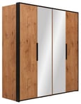 Loft Lancelot Oak 4 Door Mirror Folding Wardrobe