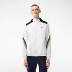 Lacoste Mens Tennis Recycled Hooded Jacket in White Navy - Size Medium/Large